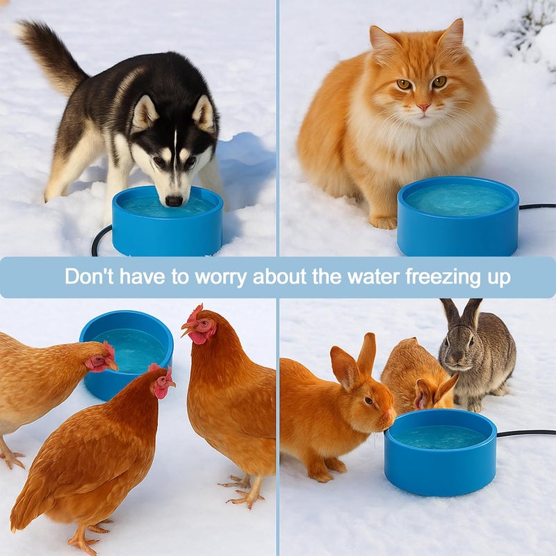 Higoro Heated Water Bowl for Dog Cat, Outdoor Warming Animals Bowl with Chew Resistant Power Cord, Waterproof Heat Pet Bowl Smart Uniform Heating in Winter Antifreeze for Chicken Duck,108 fl oz - Image 5